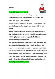 English Worksheet: A letter from Santa