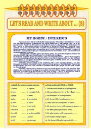 Lets read and write about ....(8) - Hobbies and interests