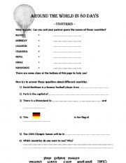 English Worksheet: Around The World in 80 Days  - countries worksheet