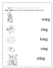 English worksheet: ing words 