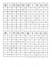English Worksheet: Bingo - Foods and drinks