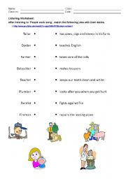 English Worksheet: People Work Song (Listening WS)