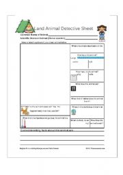 English worksheet: animals