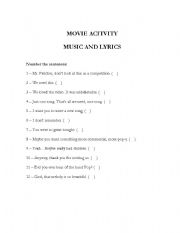 English worksheet: Movie: Music & Lyrics