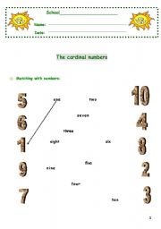 English worksheet: Cardinal numbers 0-10 worksheet