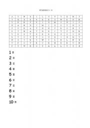 English worksheet: Numbers 1-10