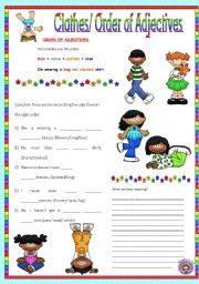 English Worksheet: clothes/ order of adjectives