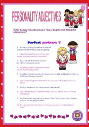 English Worksheet: PERSONALITY ADJECTIVES