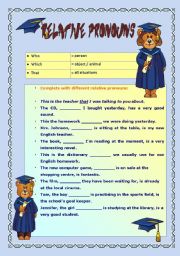 English Worksheet: Relative pronouns
