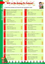 Grammar Quiz Set  (7)  - Will  or  Be Going To Future?