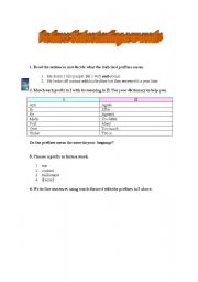 English worksheet: Prefixes: Understanding new words