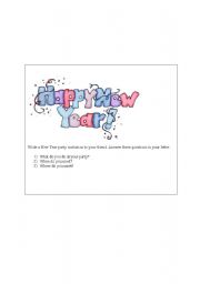 English Worksheet: NEW YEAR SAMPLE CARD