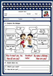 English Worksheet: PERSONAL IDENTIFICATION - TEST (PART A)