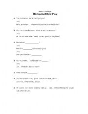 English Worksheet: Restaurant Role Play