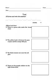 English worksheet: test for the italian  fourth class of primary school