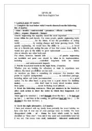 English Worksheet: 3rd form test 2