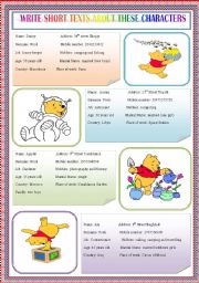 English Worksheet: write  short texts about these characters