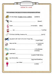 English Worksheet: Going to + Have