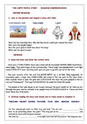 English Worksheet: THE HAPPY PEOPLE STORY - Reading Comprehension exercises