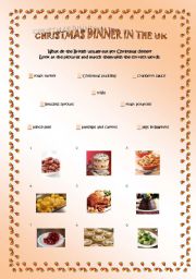 English Worksheet: Christmas dinner in the UK