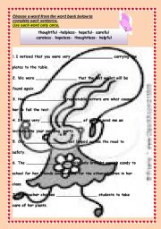 English Worksheet: Suffixes ful & less