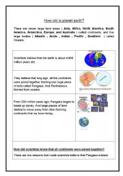 English Worksheet: How old is planet earth?