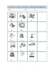 English Worksheet: Short i Picture Cloze Rhymes Set 2
