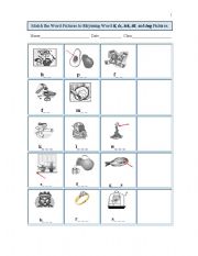 English worksheet: Short i Picture Cloze Rhymes Set 2