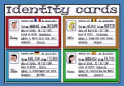 English Worksheet: identity cards (1/3)