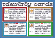 English Worksheet: identity cards (2/3)