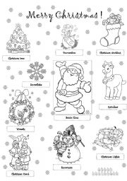 English Worksheet: *** CHRISTMAS PICTIONARY ***