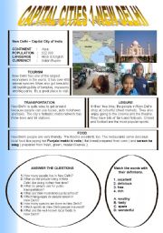 English Worksheet: CAPITAL CITIES 1-NEW DELHI