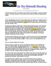 English Worksheet: Reading Comprehension: On the Sidewalk Bleeding (Gangs Violence & Regret)