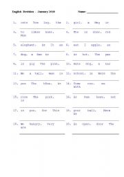 English Worksheet: Scrambled Sentences