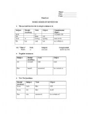 English worksheet: Word Order