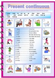 English Worksheet: Present continuous (editable & key)