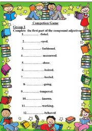 English Worksheet: Competition game:Compound adjectives.