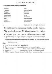 English Worksheet: Control work