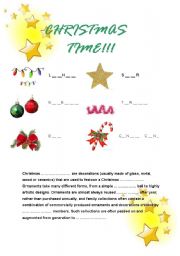 English worksheet: Christmas ornaments