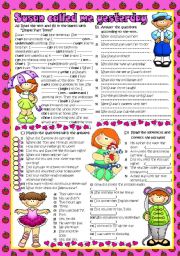 English Worksheet: SUSAN CALLED ME YESTERDAY ****PAST SIMPLE***