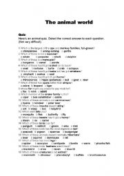 English worksheet: The animal world