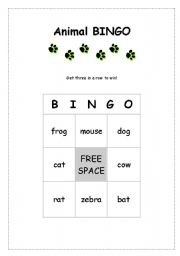 English worksheet: Animals 6 - Bingo *Editable