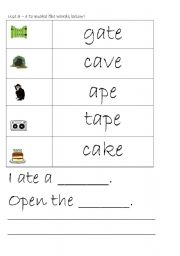 English worksheet: Split diagraph a_e