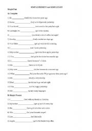 English Worksheet: SIMPLE PRESENT and SIMPLE PAST