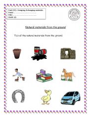 English worksheet: Natural materials