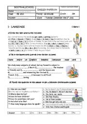 English Worksheet: end of 1st term test grade seven