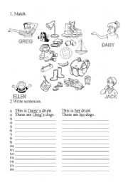 English Worksheet: his -her