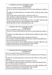 English worksheet: a Christmas tree