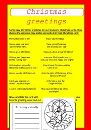 English Worksheet: Christmas  greetings