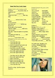 English Worksheet: lady gaga born this way